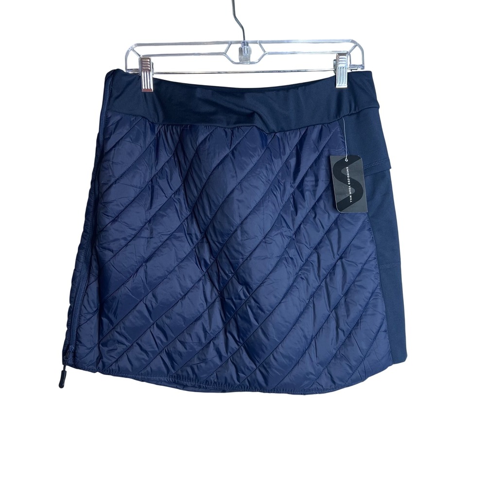 FitsT4 Quilted Puffer Skirt Sz XL Navy Hiking Full Zip Thermal Active Gorpcore